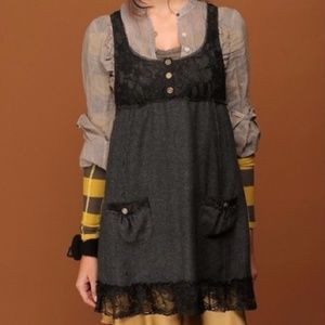 Free People Herringbone Lace boho mini dress